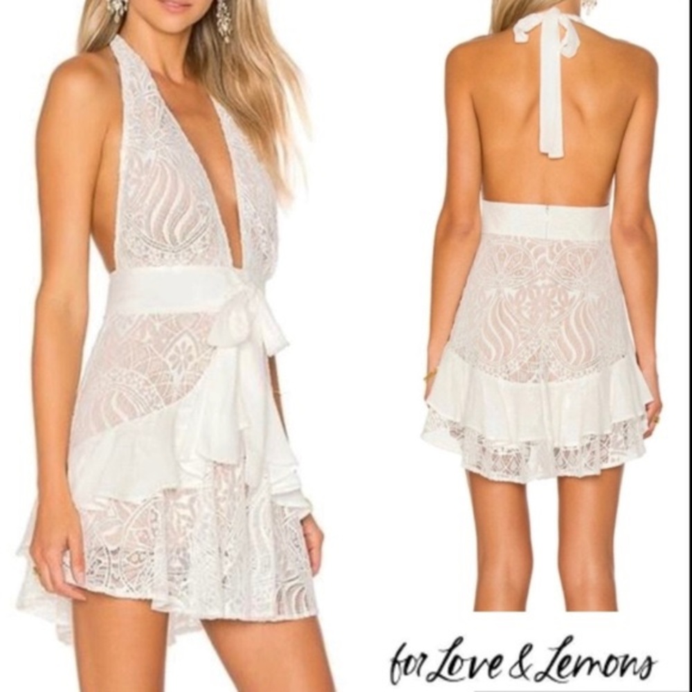 For Love & Lemons Lily Lace Mini Dress Size M